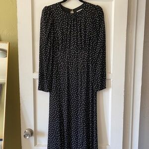 Reformation Black White Polka Dot Zip Mid Length Dress Size 6